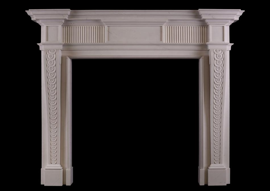 A George II style white marble fireplace