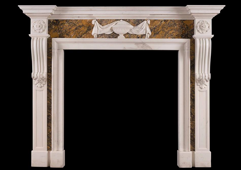 A Georgian style chimneypiece in Statuary and Siena marble