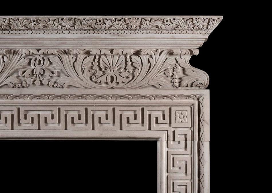 A carved Italian fireplace in Portland stone