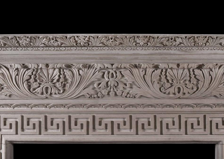 A carved Italian fireplace in Portland stone