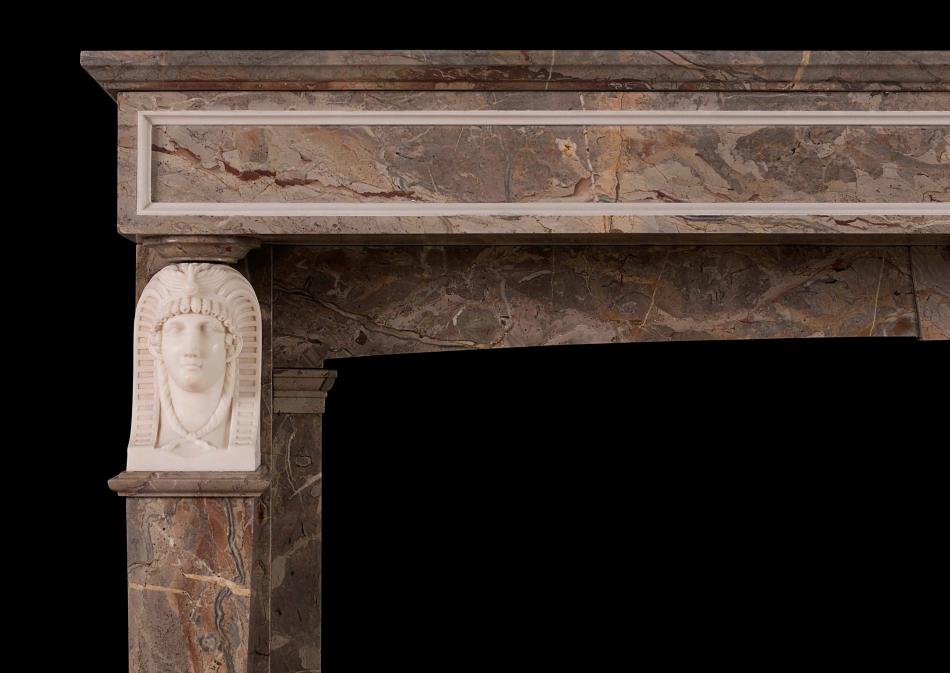 A French Empire Sarrancolin and Statuary marble fireplace