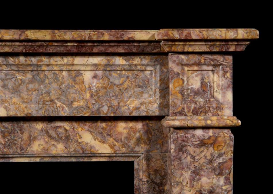 A French Louis XVI style Spanish Brocatelle marble chimneypiece