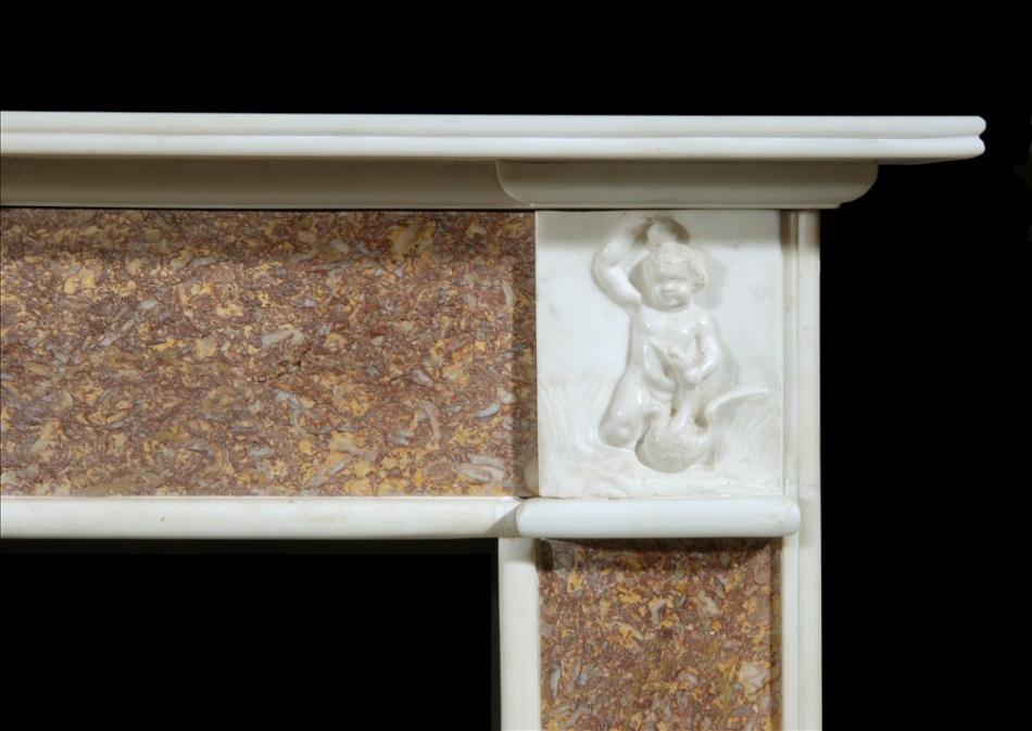 A 19th century English Brocatelle and Statuary marble chimneypiece