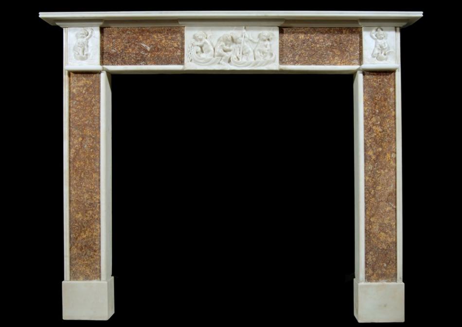 A 19th century English Brocatelle and Statuary marble chimneypiece