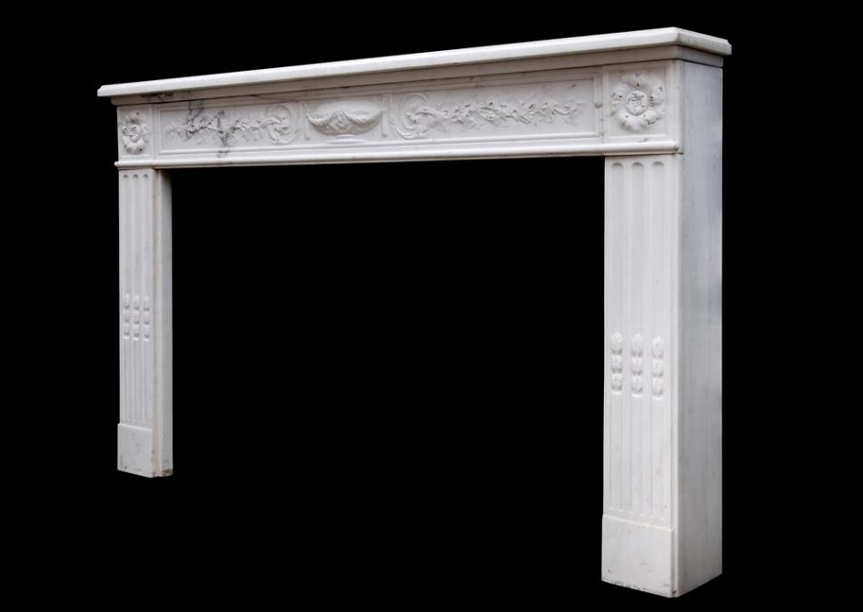 A Period 18th century French Louis XVI Statuary marble fireplace