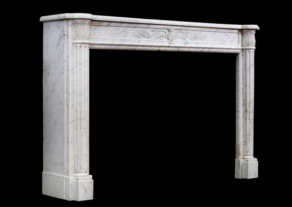 A 19th century Louis XVI style antique french marble fireplace