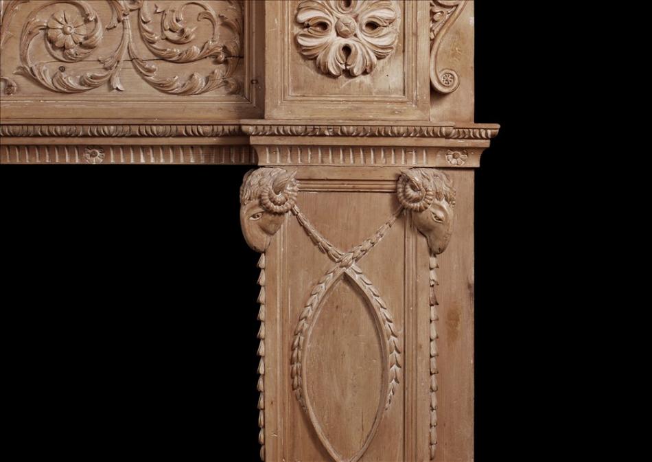 An imposing period English Antique Regency pine fireplace