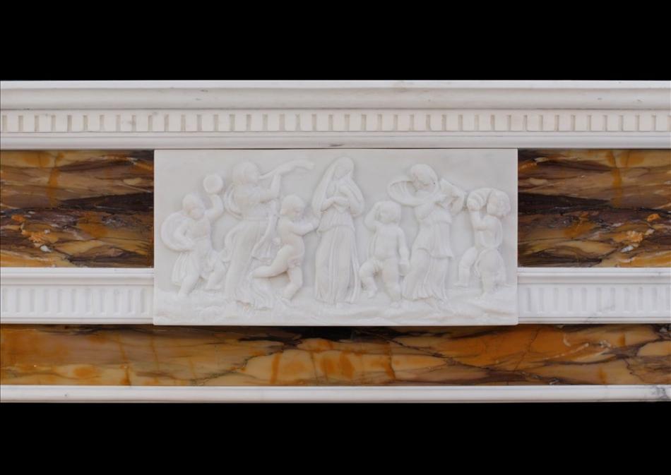 A Neo Classical English Statuary and Siena marble fireplace