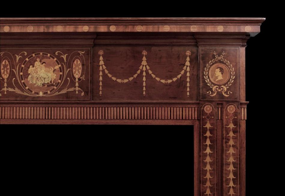 A 19th century English mahogany fireplace with lacquer finish
