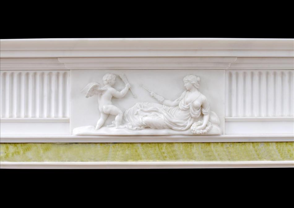 An English Georgian antique fireplace in Statuary marble