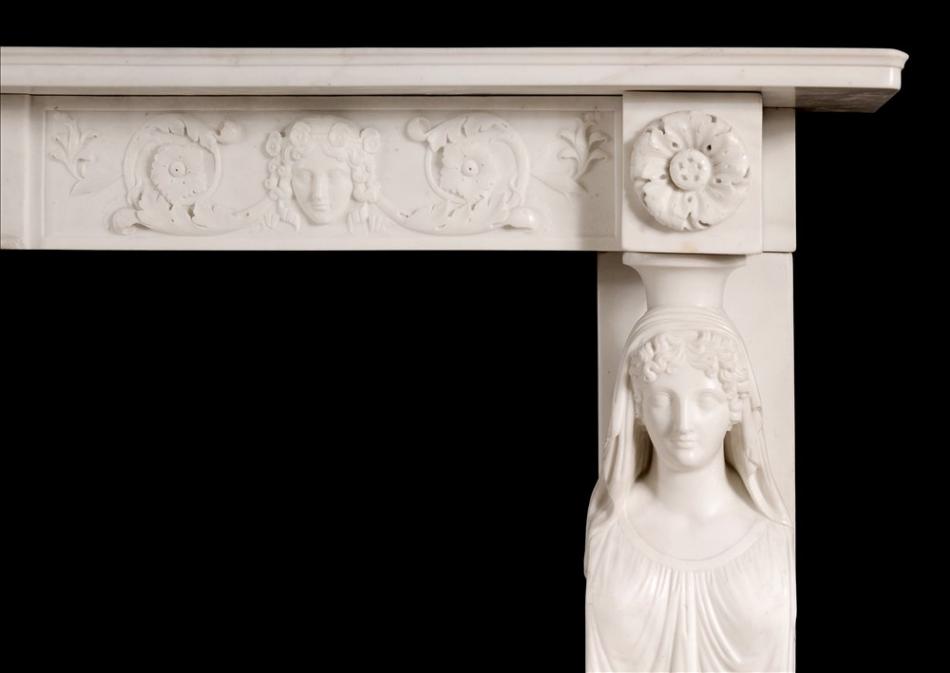 A fine quality Antique Regency Statuary marble fireplace with caryatid figures