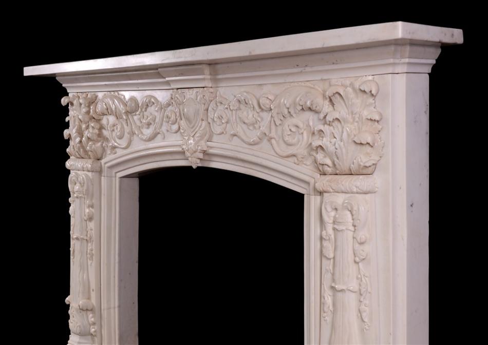 A fine quality late Regency Statuary marble fireplace. Circa 1830