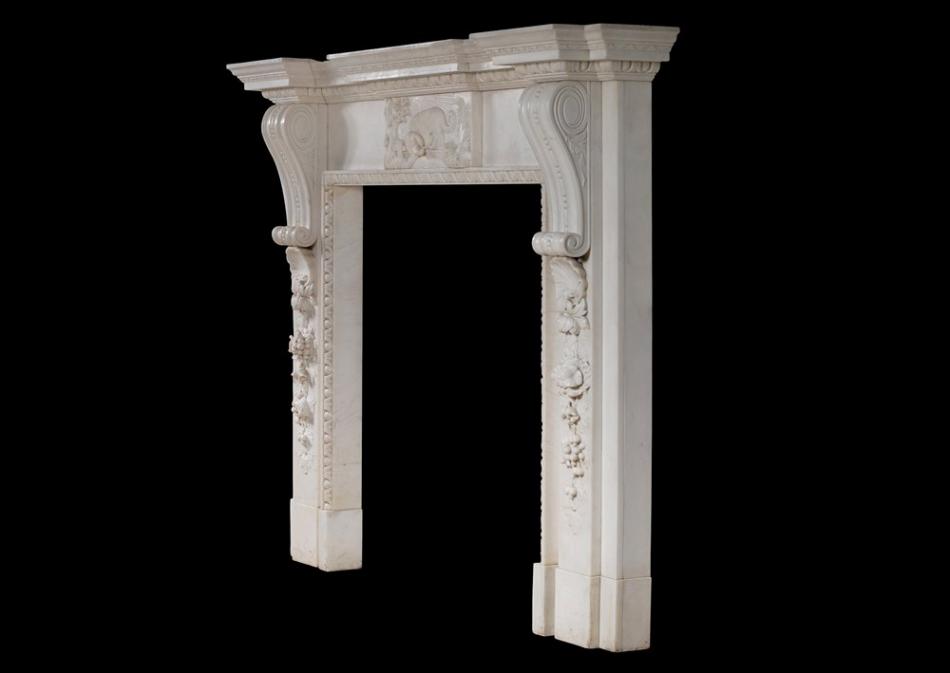 A mid Georgian style fireplace in white marble