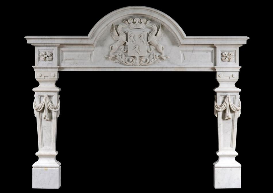 An English Baroque fireplace in Carrara marble
