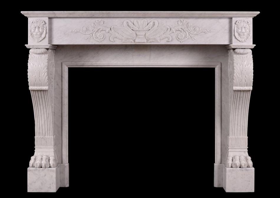 A 19th century Regency fireplace in Carrara marble