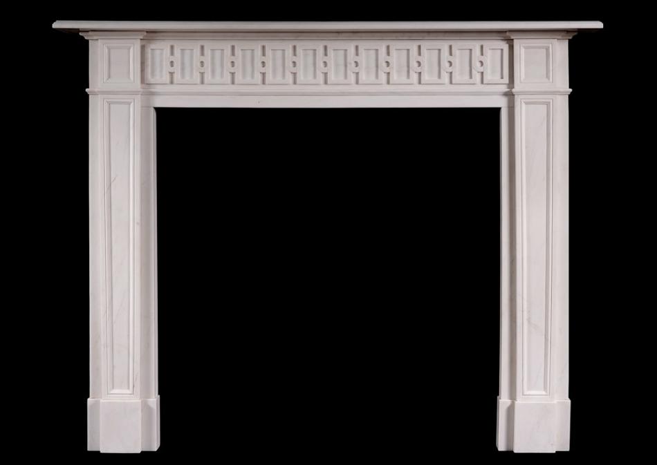 A Chippendale Inspired White Marble Fire Surround