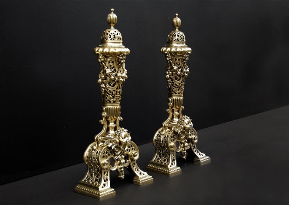 A very fine quality pair of brass chenets
