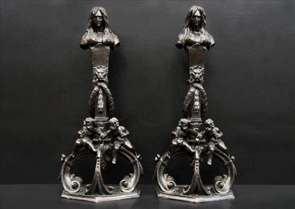 A very fine pair of Italian renaissance revival bronze figures