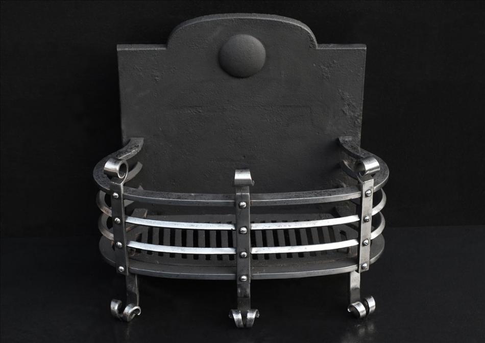 A well proportioned polished steel firebasket