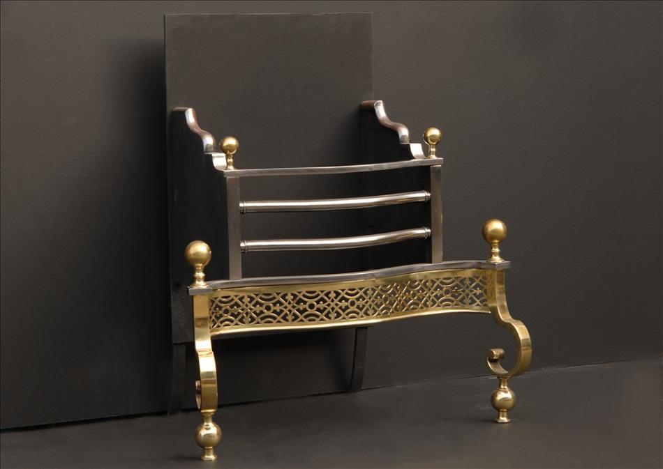 A Brass and steel firegrate in the George III style