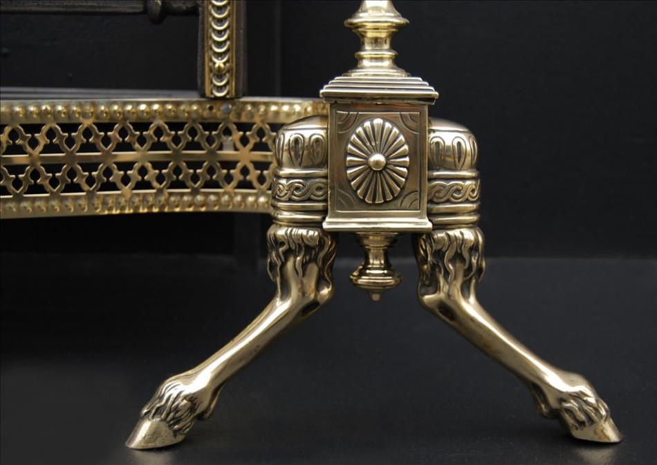 19th century brass and steel Adam style firegrate