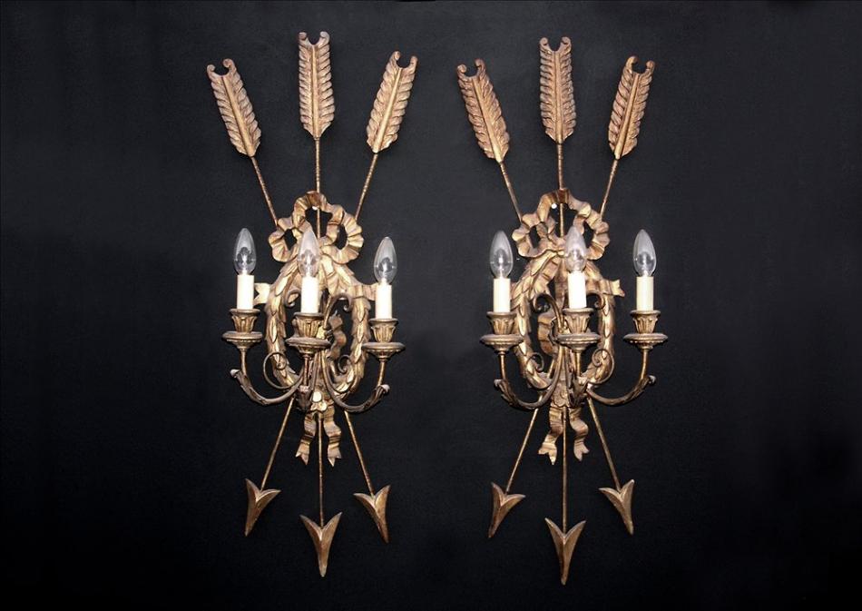 A Large Pair of 19th Century Giltwood Wall Lights