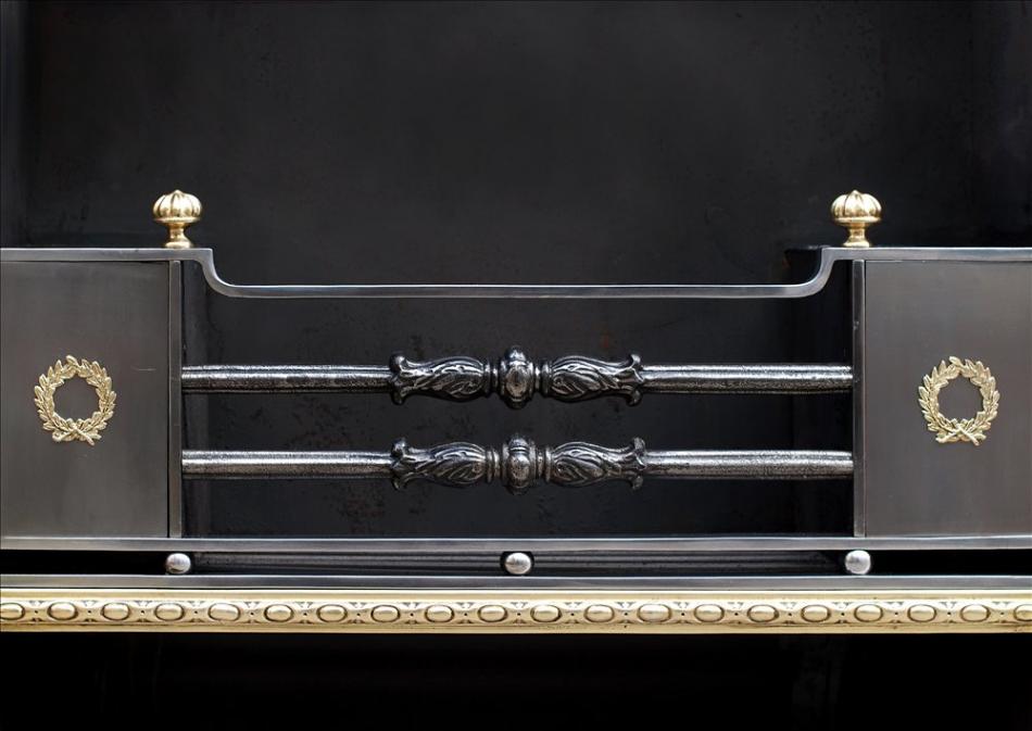 A Regency style steel and brass Register grate