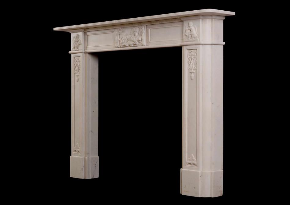 An English Regency fireplace in Statuary marble