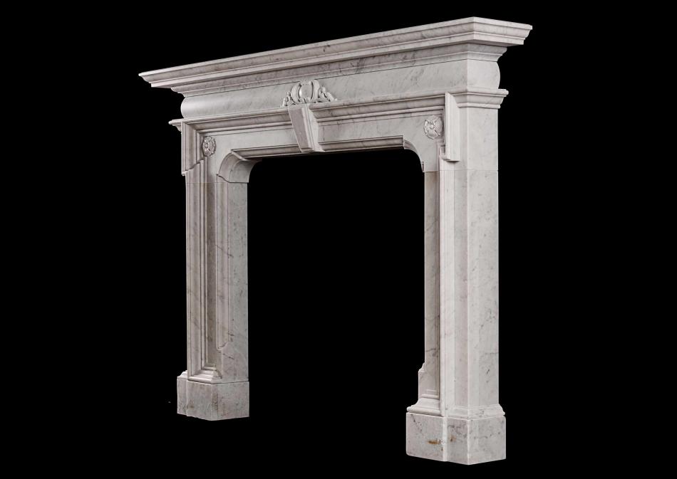 A Mannerist fireplace in Italian Carrara marble