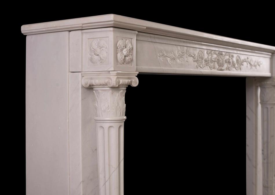 A French Louis XVI Statuary marble antique fireplace
