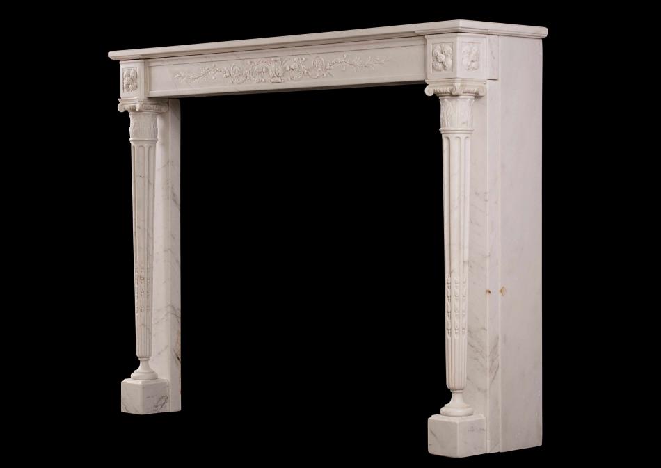 A French Louis XVI Statuary marble antique fireplace