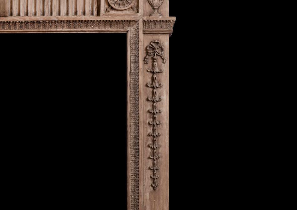 Carved pine English fireplace