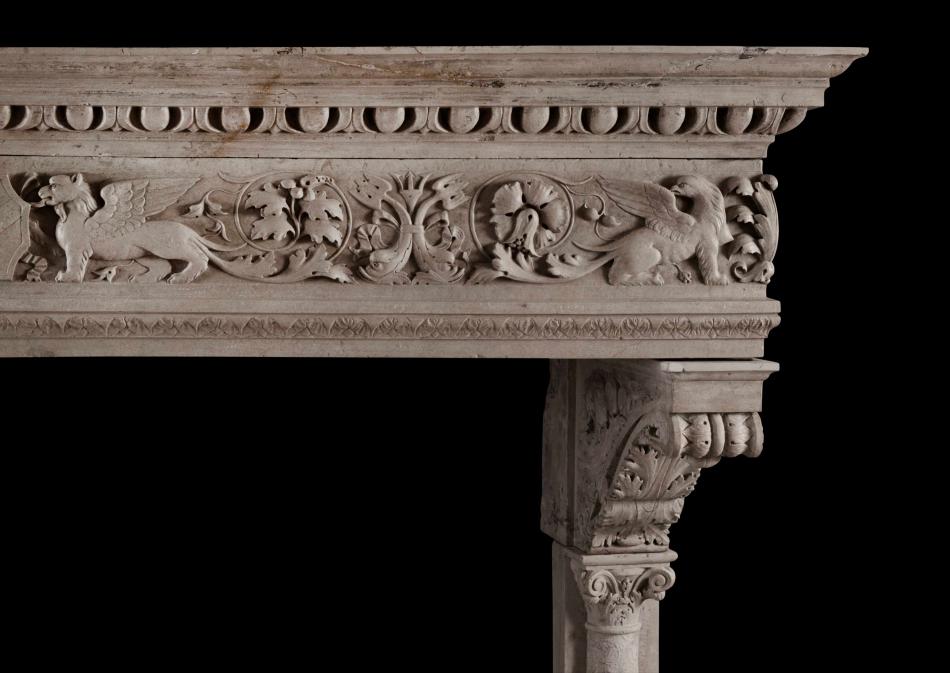 An Italian Renaissance chimneypiece in Istrian stone
