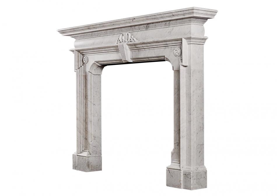 A Mannerist fireplace in Italian Carrara marble
