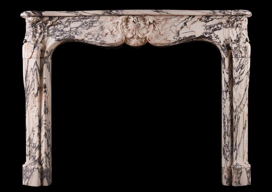 A beautiful Louis XV Breche Violette antique marble fireplace