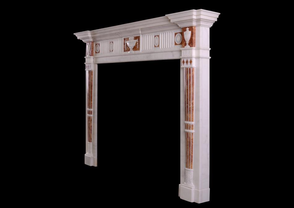 A good quality English Statuary and Jasper marble fireplace