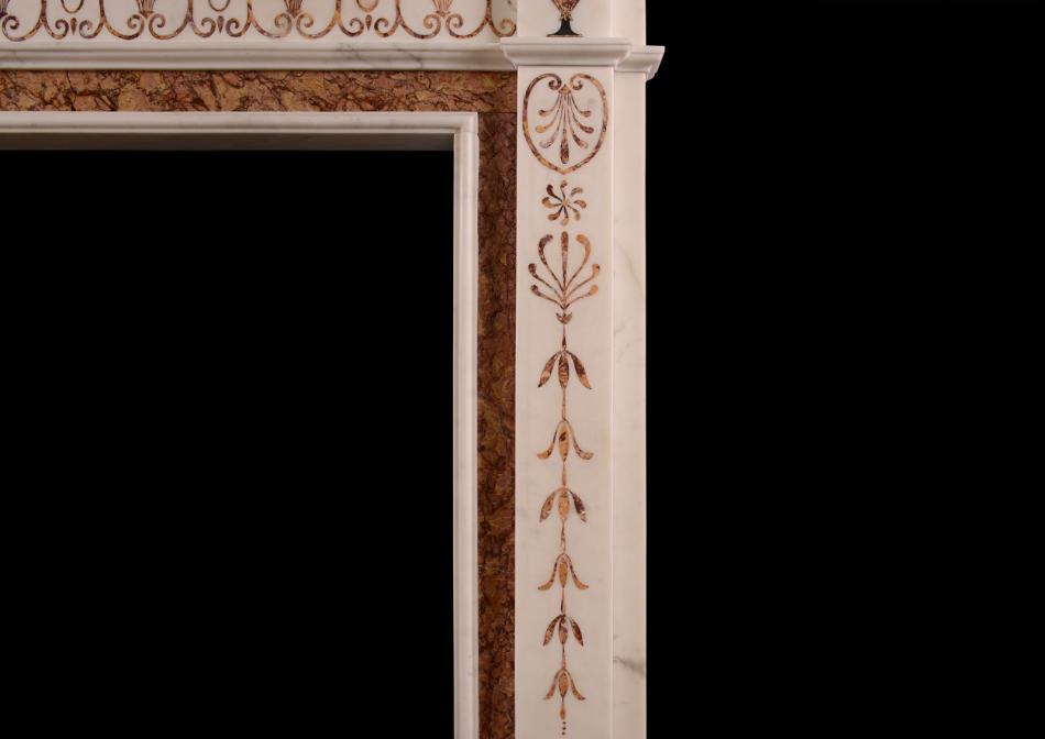 A fine quality marble fireplace in the manner of Pietro Bossi