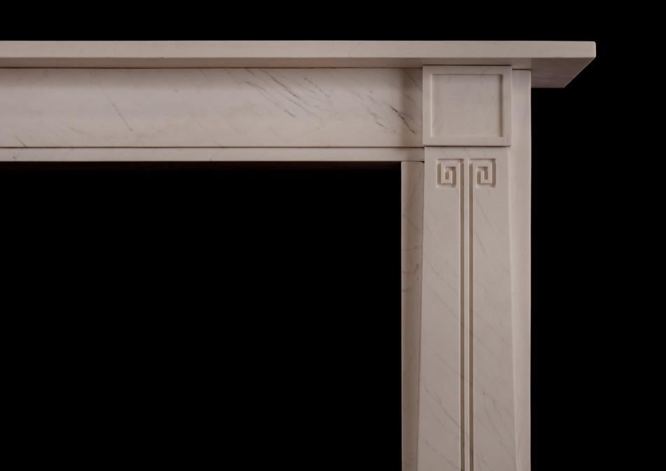 A white marble Soanian fireplace