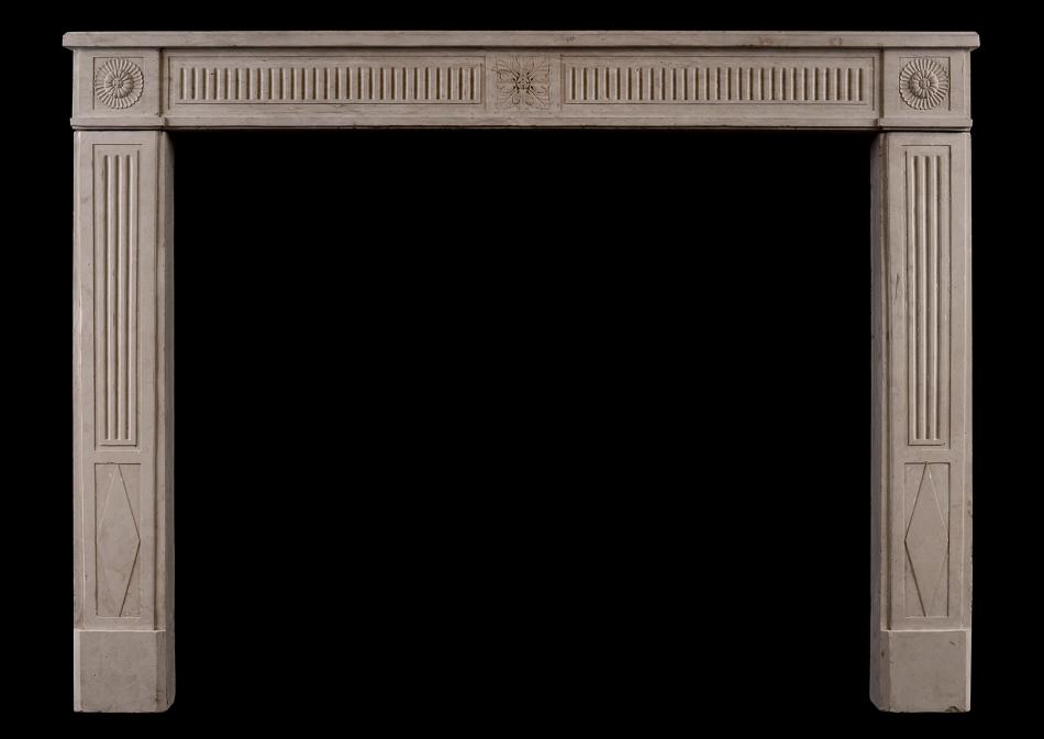A quality French Louis XVI Directoire stone fireplace