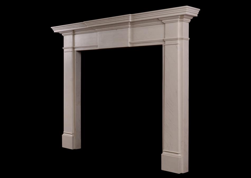 An elegant English fireplace in white marble