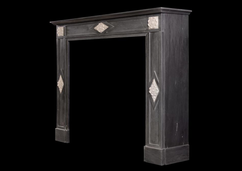 A French Directoire fireplace in grey Bardiglio marble