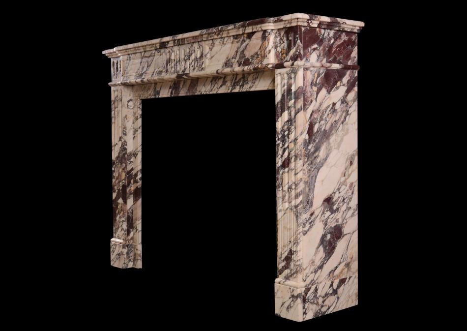 A fine antique Breche Violette marble fireplace