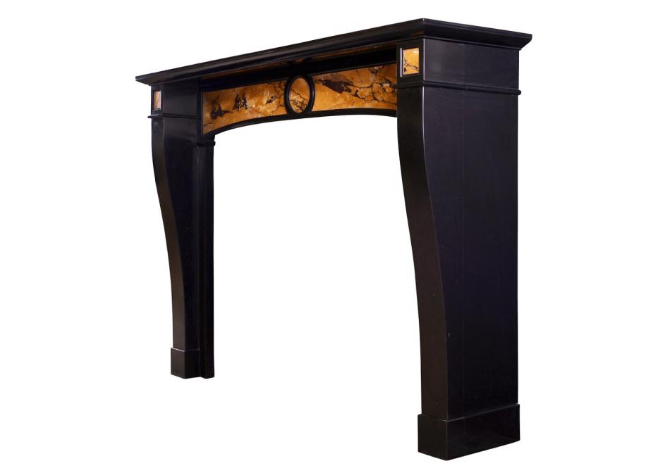 A Belgian Black and Italian Siena antique marble fireplace