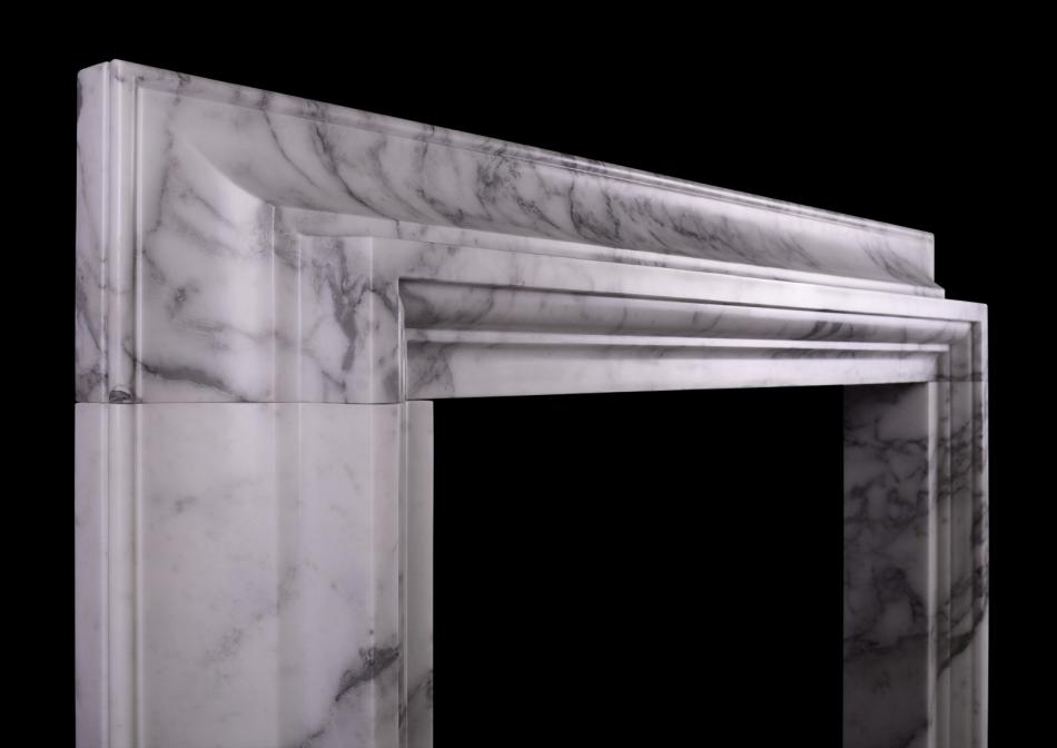 A stylish Italian fireplace in Arabescato marble