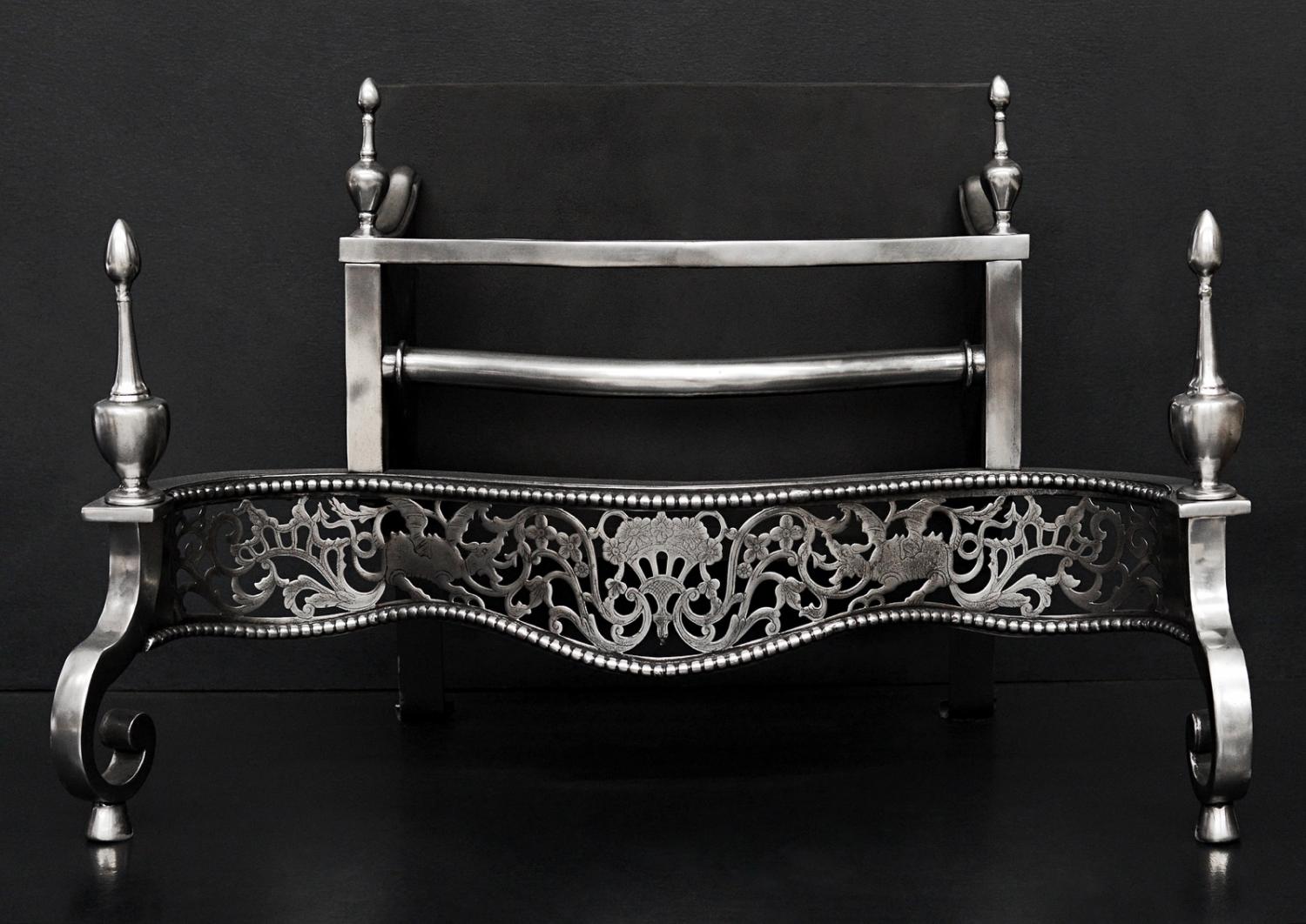 A Georgian Style Polished Steel Firegrate Antique Fireplaces And