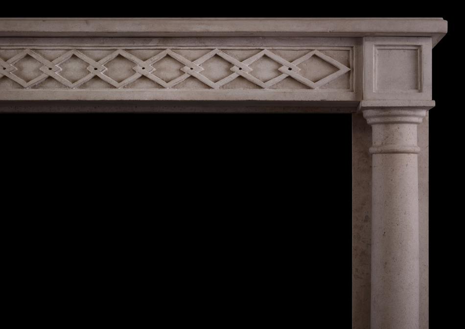 A French Directoire style limestone fireplace