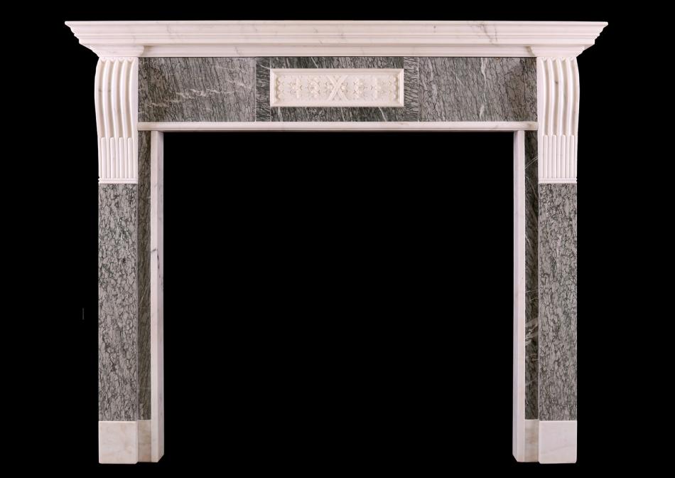 A Statuary and Vert d'Estours green marble fireplace