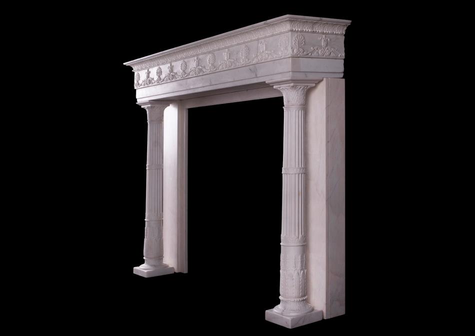 A period Regency fireplace in Statuary white marble