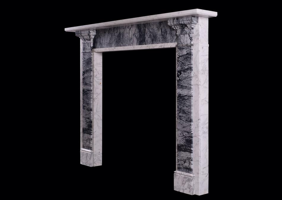 A Carrara and Bardiglio marble fireplace