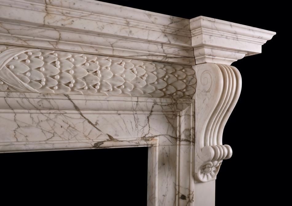 A period Georgian fireplace in Calacatta Oro marble